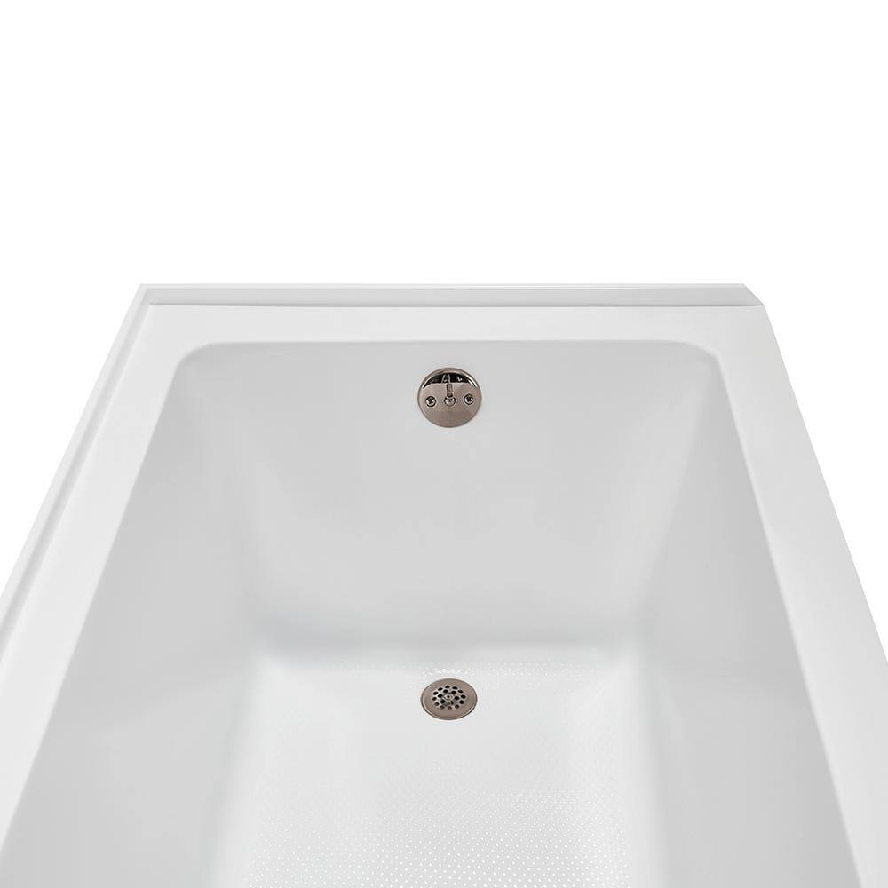 Glossy White Acrylic Right-Hand Drain Alcove Bathtub with Brushed Nickel Drain