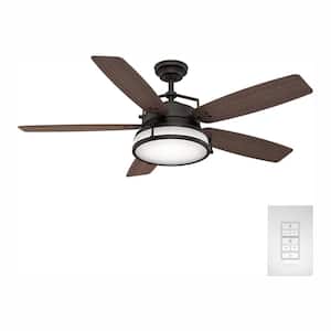 Caneel Bay 56 in. LED Indoor/Outdoor Maiden Bronze Ceiling Fan with Light Kit and Wall Control