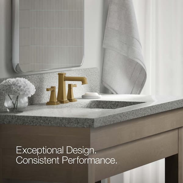 KOHLER Riff 8 in. Widespread Double Handle Bathroom Faucet in Vibrant Brushed Moderne Brass