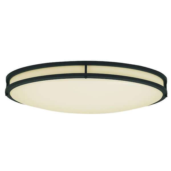 EnviroLite 24 in. Mid-century Matte Black Selectable CCT Integrated LED Flush Mount for Kitchens