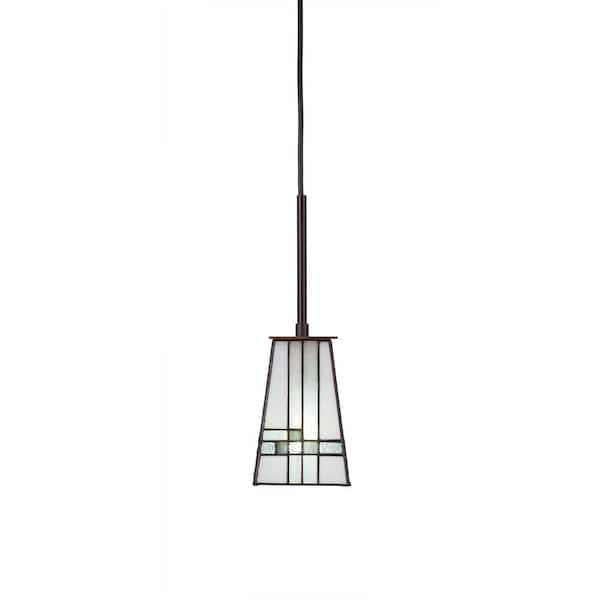 Unbranded Aspen 100-Watt 1-Light Brown Shaded Pendant Light Mini Pendant with 5 in. New Deco Art Glass Shade, No bulb included