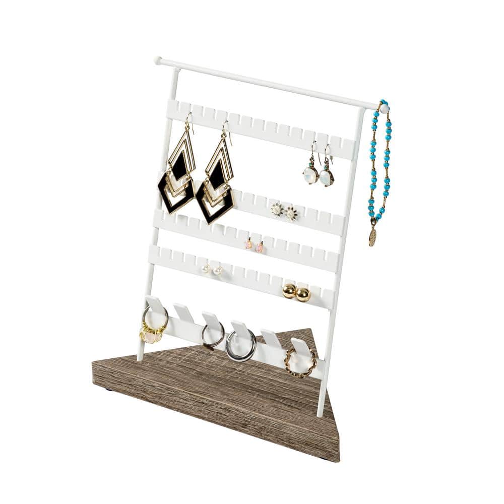 White Geometric Jewelry Stand
