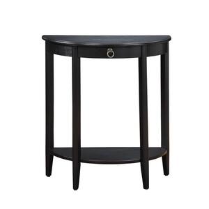 Justino 26 in. Black Half Moon Wood Console Table with Drawers