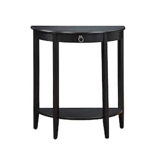 Justino 26 in. Black Half Moon Wood Console Table with Drawers