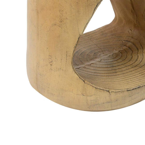 Natural Round MGO Hollow Outdoor Side Table, All-weather Wood-like