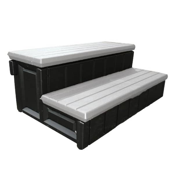 Confer 36 in. Resin Spa and Hot Tub Storage Compartment Steps, Gray