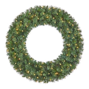 36 in. Pre-Lit LED Wesley Pine Artificial Christmas Wreath