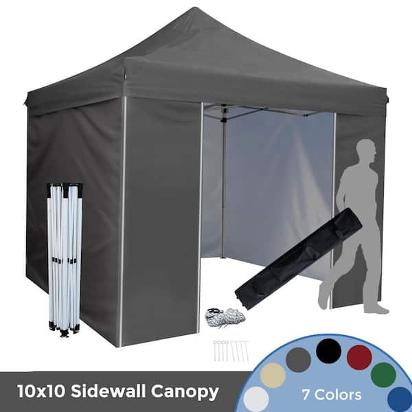 LAUREL CANYON 10 ft. x 10 ft. Gray Green Commercial Pop Up Canopy Tent Waterproof & UV Protection