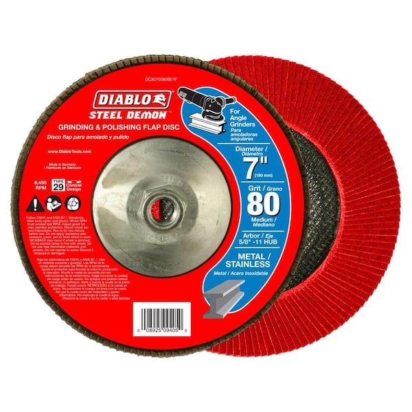 DIABLO 7 in. 80-Grit Steel Demon Grinding and Polishing Max-Flap Wheel with 5/8 in.-11 HUB and Type 29 Conical Design