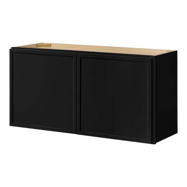 Leyton 36 in. W x 24 in. D x 18 in. H Ready to Assemble Plywood Slim Shaker Wall Bridge Kitchen Cabinet in Raven Black