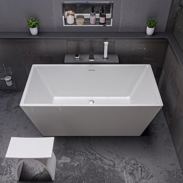 59 in. Acrylic Flatbottom Bathtub in White