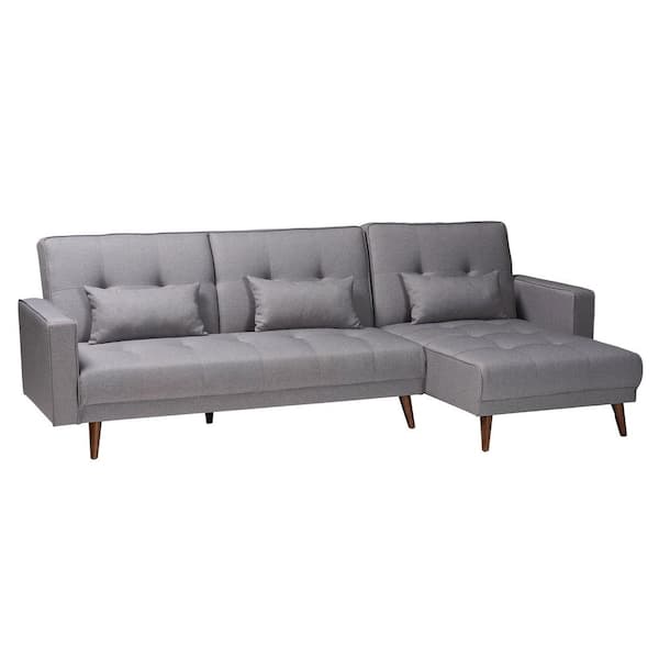 Baxton Studio Claire 104.5 in. Slate Grey Fabric Twin Size Sofa Bed