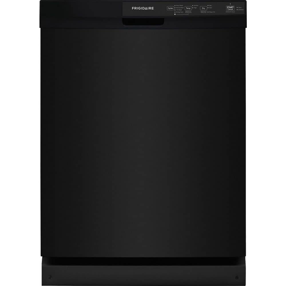 Frigidaire 24 in Front Control Built-In Tall Tub Dishwasher in Black with 4-cycles and DishSense Sensor Technology
