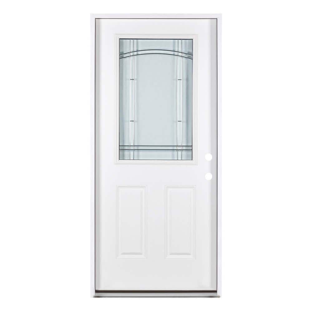 37.5 in. x 81.5 in. Left-Handed Zinc Decorative Glass Flange Pre-Suspended 
