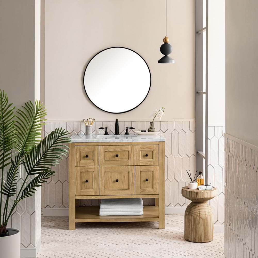 Breckenridge 36" Light Natural Oak Single Vanity with Marble Top