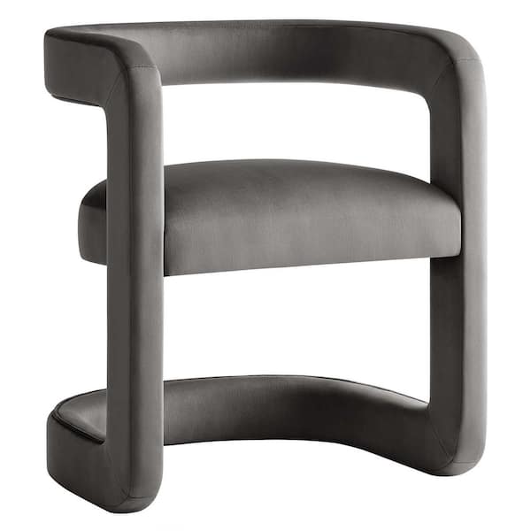 Winslow Performance Velvet Barrel Accent Chair in Storm Gray
