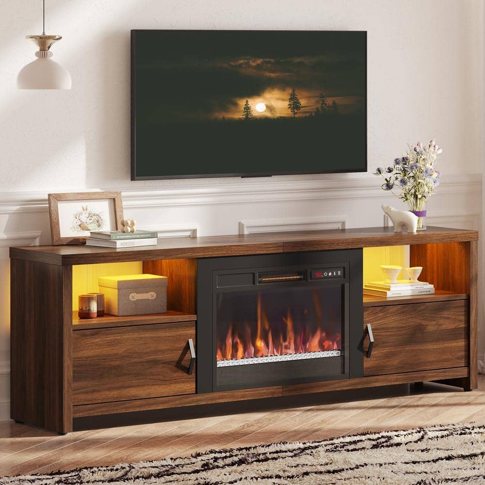Walnut electric fireplace tv stand hotsell