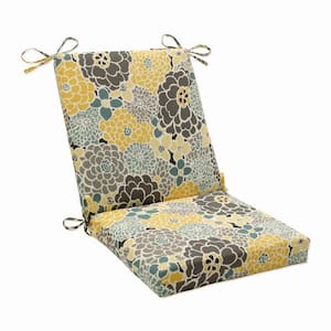 Bright Floral Outdoor/Indoor 18 in. W x 3 in. H Deep Seat, 1-Piece Chair Cushion and Square Corners in Blue/Tan Lois