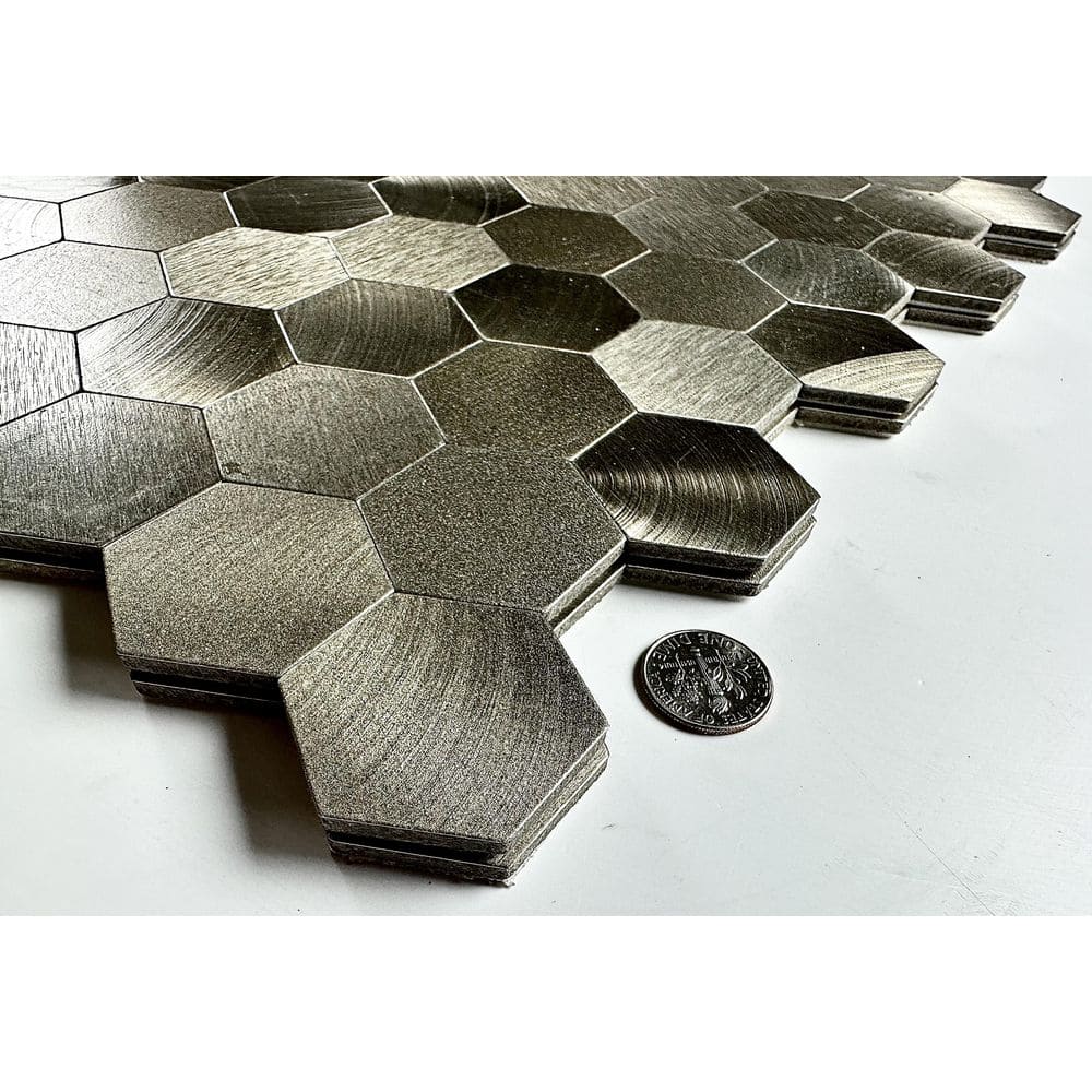 Copper Hexagon Aluminum Peel and Stick Mosaic Tile