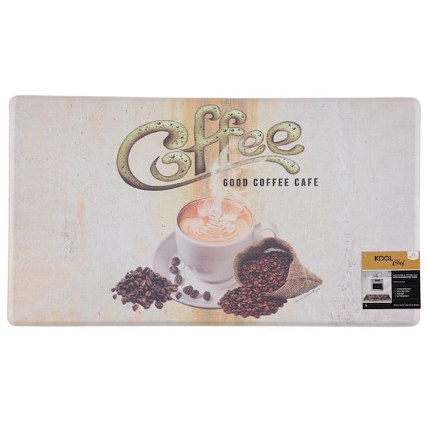 Cloud Comfort Multi-Colored Good Coffee 20 in. x 36 in. Indoor Anti-Fatigue Kitchen Mat