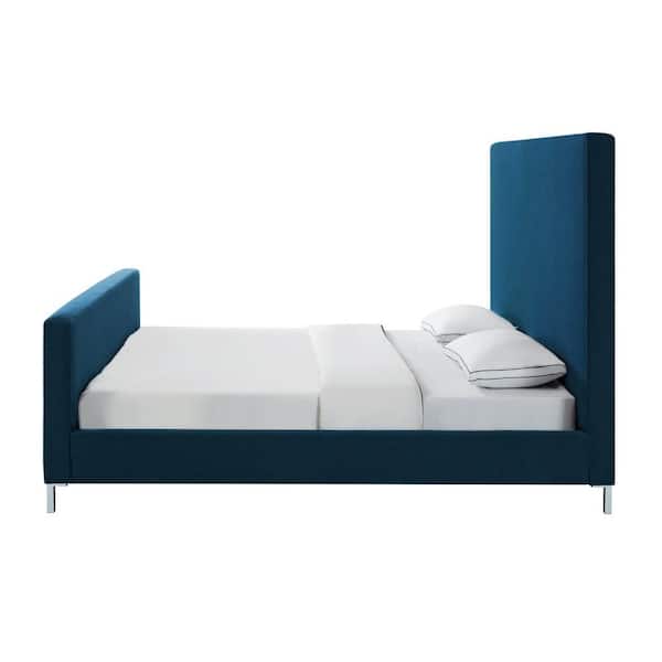 Stefania Denim Linen Upholstered Platform King Bed