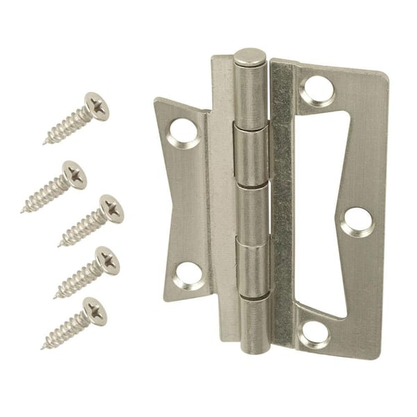 Everbilt 2-1/2 in. Satin Nickel Non-Mortise Hinges (2-Pack)