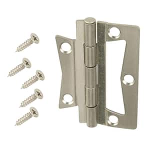 2-1/2 in. Satin Nickel Non-Mortise Hinges (2-Pack)