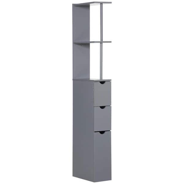 6.00 in. W x 13.00 in. D x 53.50 in. H Gray Linen Cabinet with Ample Storage, Anti-Tip, Suitable For Limited Space