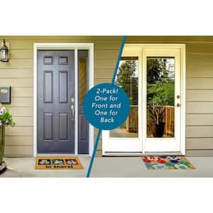 Mickey Mouse Hi There and Colorful Heads 20 in. x 34 in. Coir Door Mat (2-Pack)