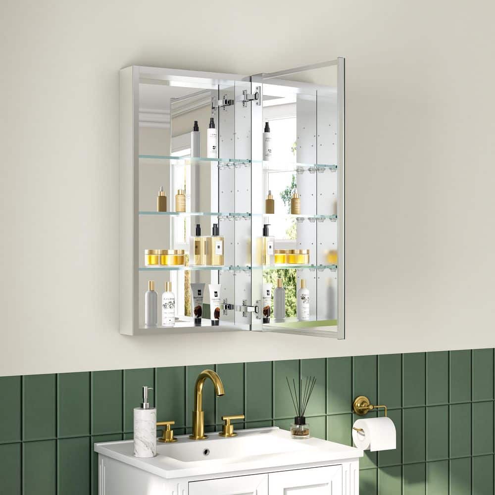 16 in. W x 30 in. H Rectangular Aluminum Recessed/Surface Mount Medicine Cabinet with Mirror, Soft Close, Right Open price history on PriceWatchPro