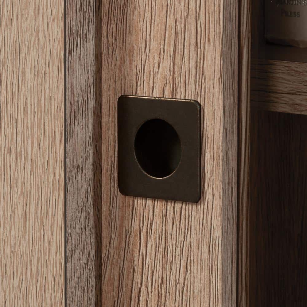 Brushed Oak China Cabinet with Safety-Tempered Glass Doors