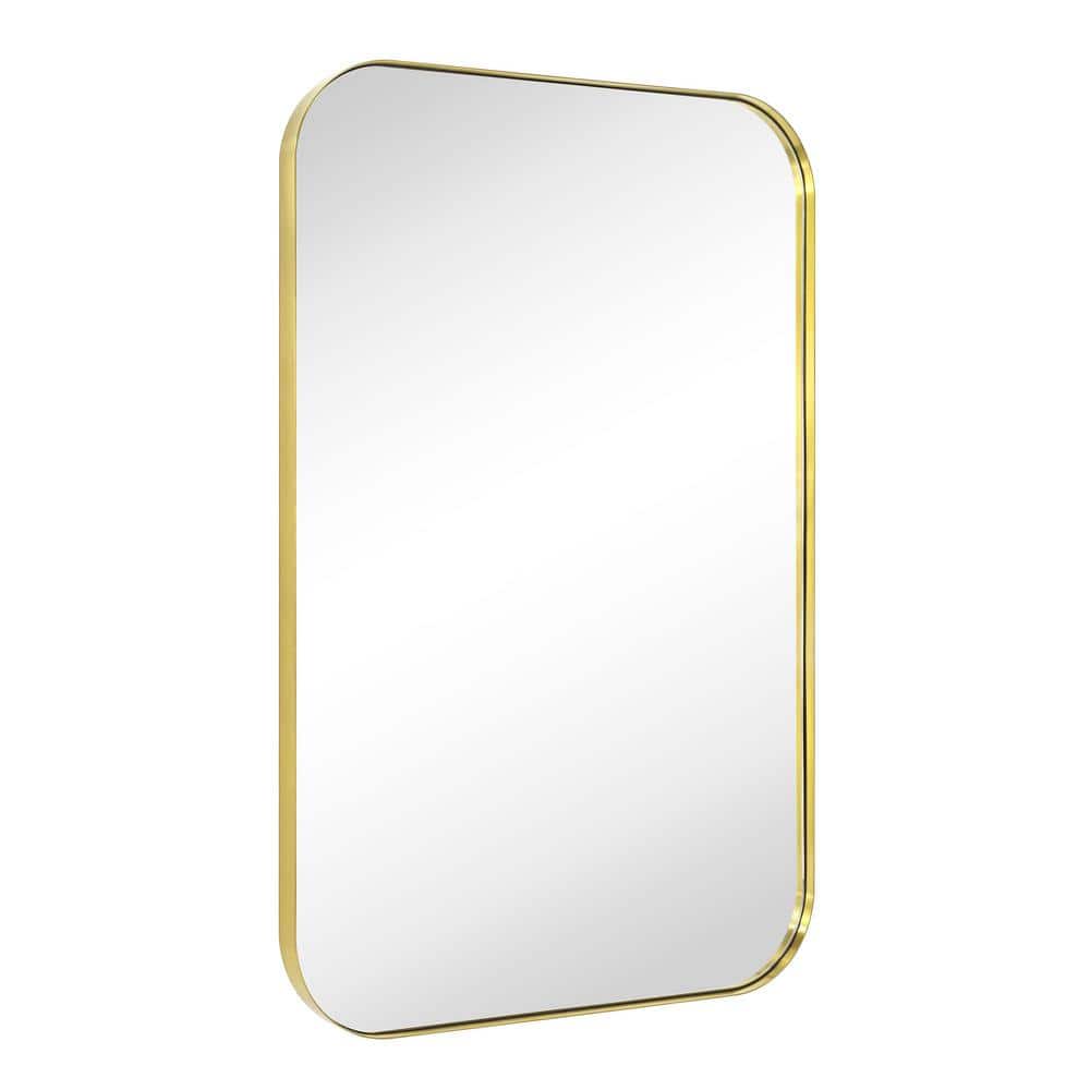 Mid-Century 24 in. W x 36 in. H Rectangular Stainless Steel Framed Wall Mounted Bathroom Vanity Mirror in Brushed Gold price history on PriceWatchPro