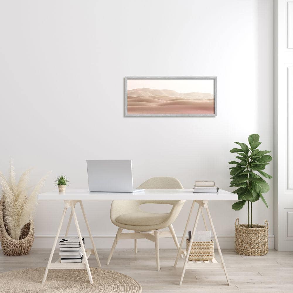 Gray Framed Pink Sandy Desert Landscape Print, 13 x 30