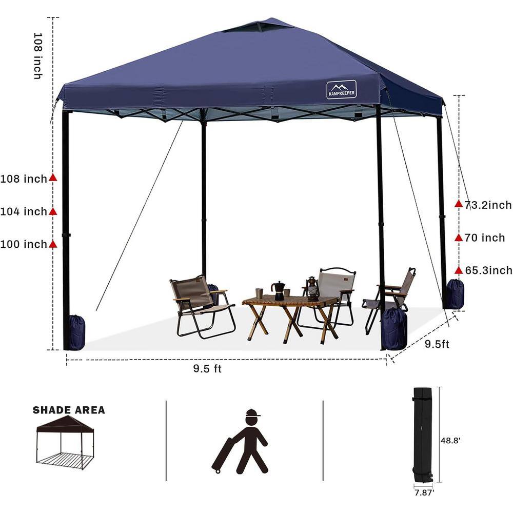 Navy Blue 10x10 Outdoor Pop-Up Canopy Tent with Adjustable Legs