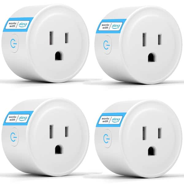 10 Amp 120 Volt Bluetooth Grounding Smart Plug Connector White Voice Control Alexa Compatible Outlet Timer 1 Pack