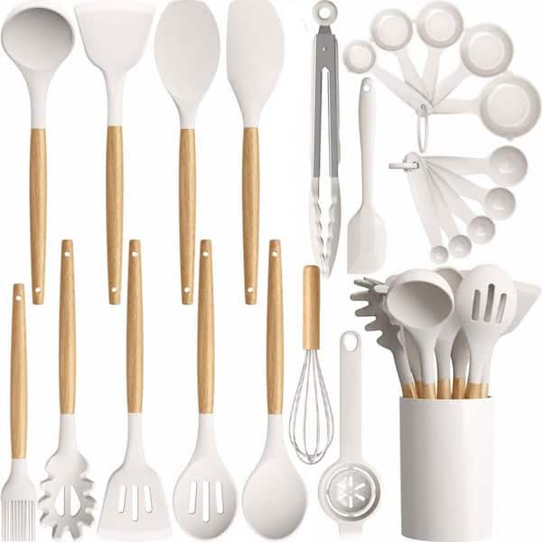 24 Piece Silicone Cooking Cookware Set, AVGPD Silicone Kitchen Utensils, 446°F Heat Resistant Cooking Utensils Set
