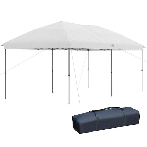 10 ft. x 19 ft. Off-White Pop Up Canopy, Event Party Tent with Steel Frame, 3-Level Adjustable Height and Carrying Bag