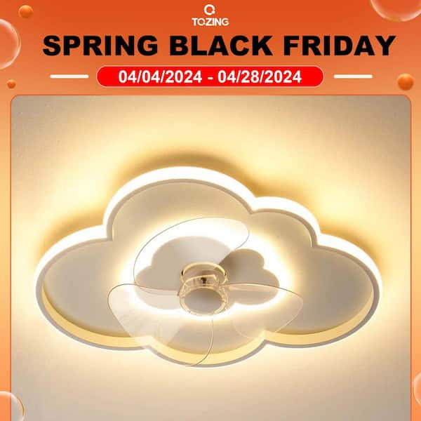 TOZING 19.6 in. Integrated LED Modern Indoor White 6-Speeds Cloudy Shaped Flush Mount Ceiling Fan Light with Remote App Control