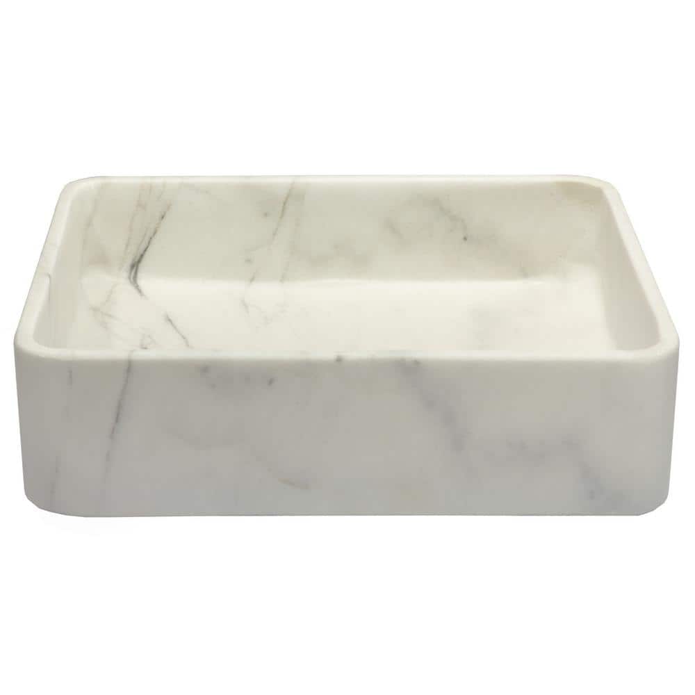 Guanxi White Marble Rectangular Vessel Bathroom Sink
