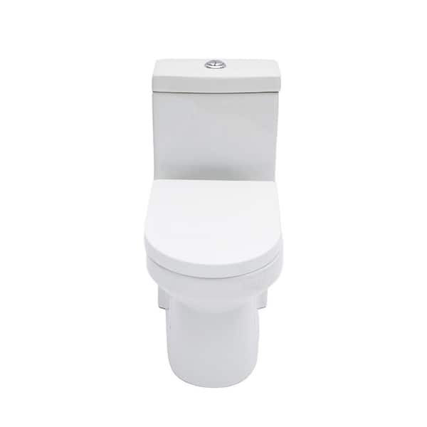 1-Piece 1.1/1.6 GPF Dual Flush Elongated Toilet in White Seat Included