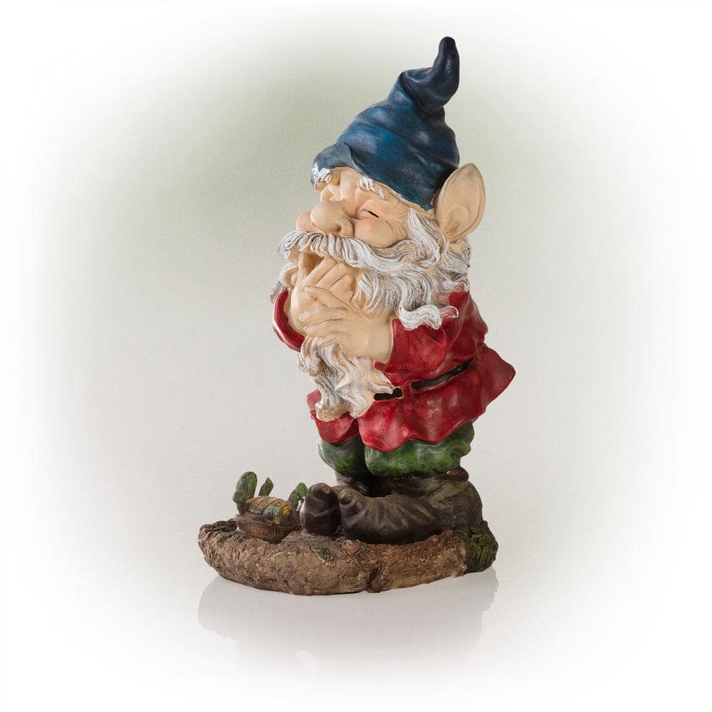 15" Multicolor Polyresin Smiling Garden Gnome Statue