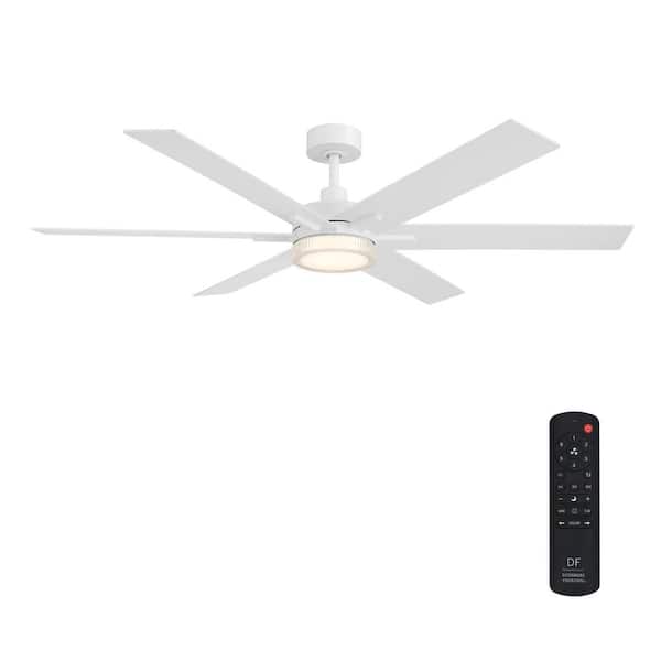 Chillion 60 in. Indoor/Covered Outdoor Matte White LED Ceiling Fan with 5-CCT and 7-RGB Selections, Remote Included