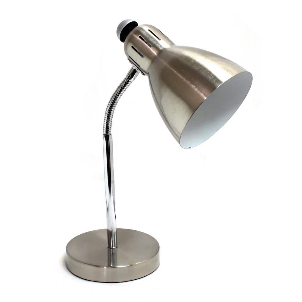 Simple Designs 15.75 in. Semi-Flexible Brushed Nickel Desk Lamp LD1037-BSN  The Home Depot