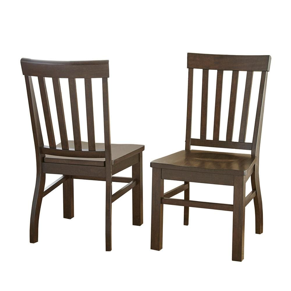 Set of 2 Dark Oak High Slat Back Side Chairs
