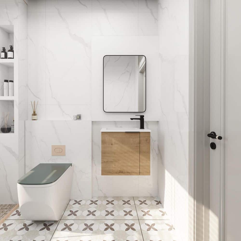 22 in. W x 13. in D. x 19.7 in. H Bathroom Vanity in Brown with Glossy Whit