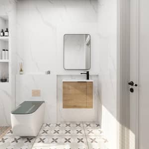 22 in. W x 13. in D. x 19.7 in. H Bathroom Vanity in Brown with Glossy White Ceramic Basin