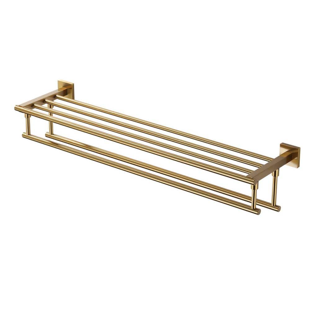 32 in. Bathroom Wall Mounted Double Tier Towel Rack with Double Towel Bar Stainless Steel in Gold price history on PriceWatchPro