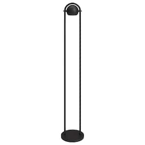 64 in. Black 1 1-Way (On/Off) Column Floor Lamp for Living Room with Metal Round Shade