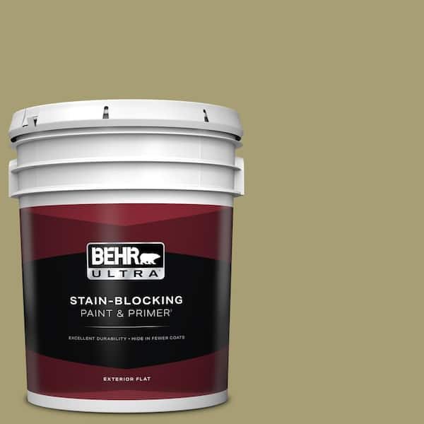 BEHR ULTRA 5 gal. #PPU9-04 Fresh Olive Flat Exterior Paint & Primer