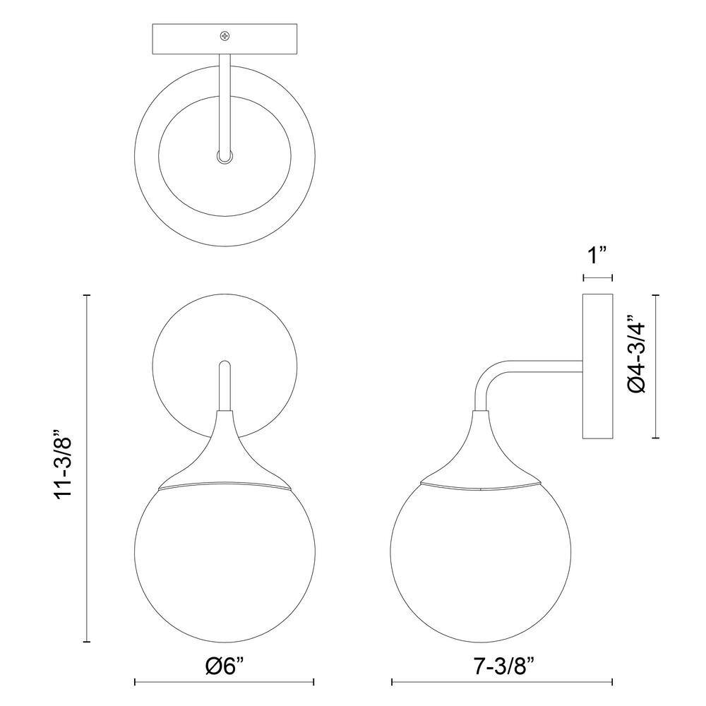 Matte Black and Opal Glass Dimmable Wall Sconce